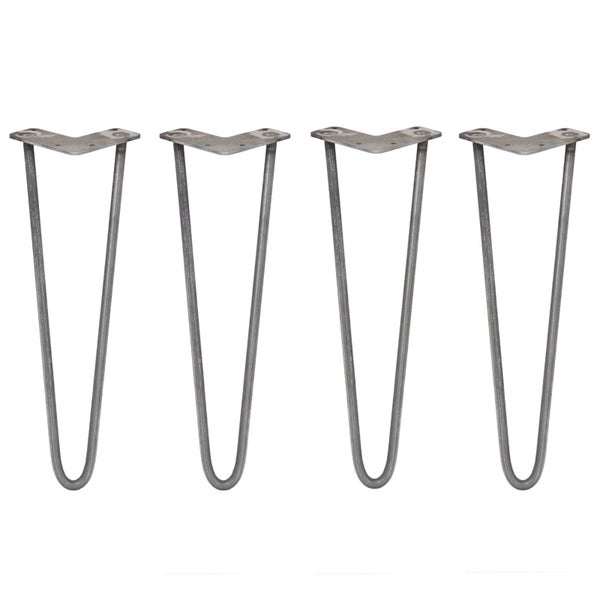 4 x 40.5cm Hairpin Tischbeine 2 Streben - 12mm - Rohstahl