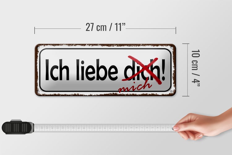 Blechschild Spruch 27x10cm ich liebe dich mich Dekoration