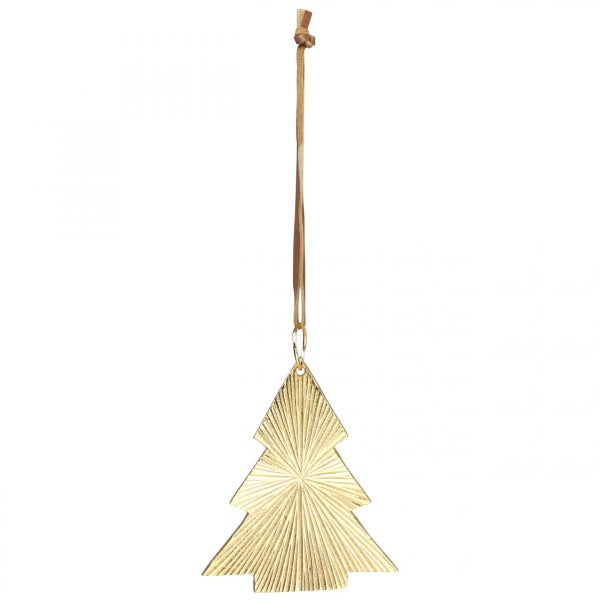 Goldfarbener Weihnachtsbaum Anhänger mit Kordel
