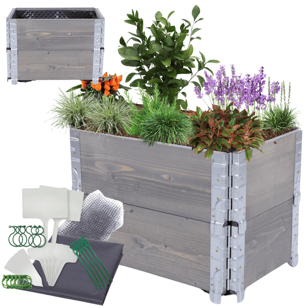 Hochbeetkisten GuardBox HxBxT 40x60x40 cm 2 Ebeneninkl. Luftpolsterfolie Grau