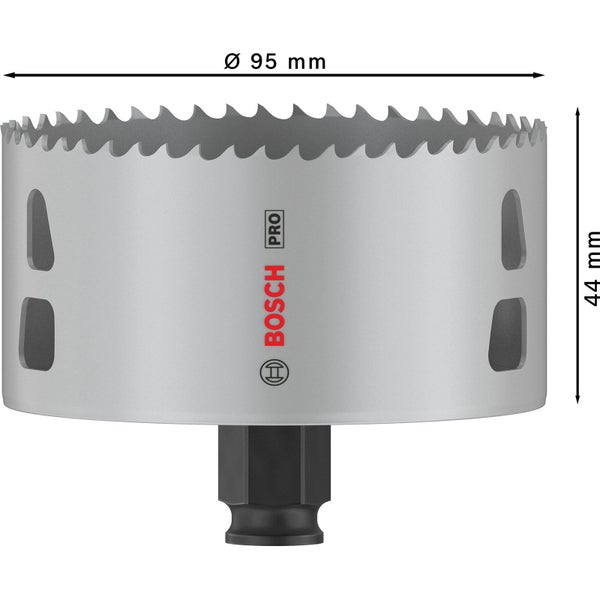 Bimetall Lochsäge mit einem Durchmesser von 95 mm.