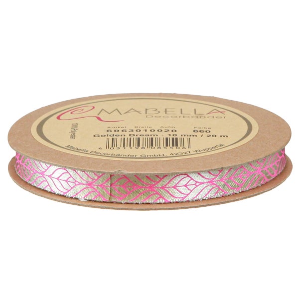 Mabella Dekoband Golden Dream, 10 Millimeter breit, 20 Meter lang auf einer Spule