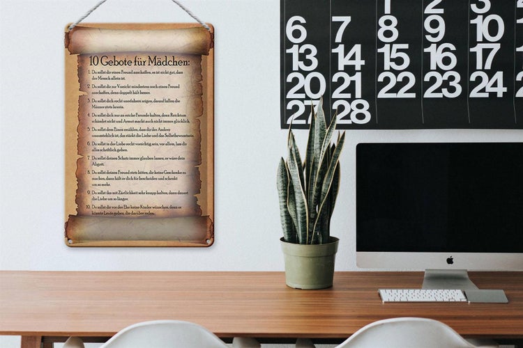 Blechschild Spruch 20x30cm 10 Gebote für Mädchen du sollst