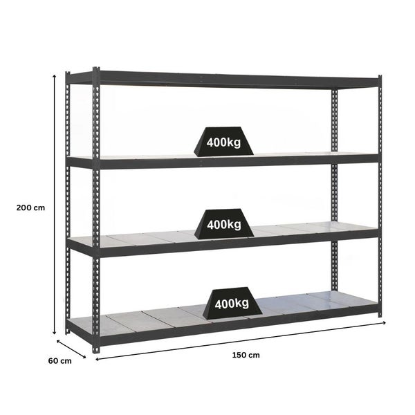 Schwerlastregal METAL YETI FOUR | HxBxT 200x150x60cm | Fachlast 400kg | Anthrazit