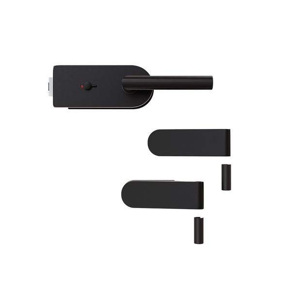 Schwarze Zimmertürgarnitur mit Griff und Zubehör