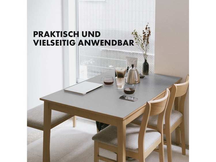 FLOORDIREKT Tischfolie Empire - mit abgeschrägter Kante - 1,5 mm Stärke - Hellgrau - 80 x 85 cm