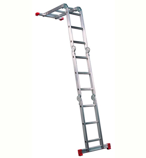 Mehrzweckleiter aus Aluminium mit roter Standfußsicherung