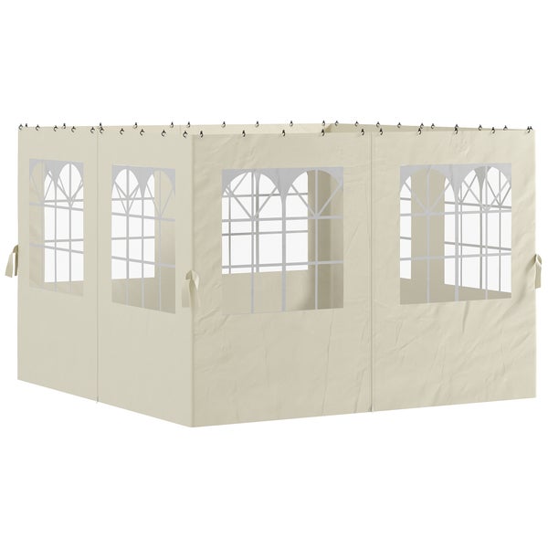 Pavillon-Seitenteile beige mit Rundbogenfenstern und Befestigungshaken
