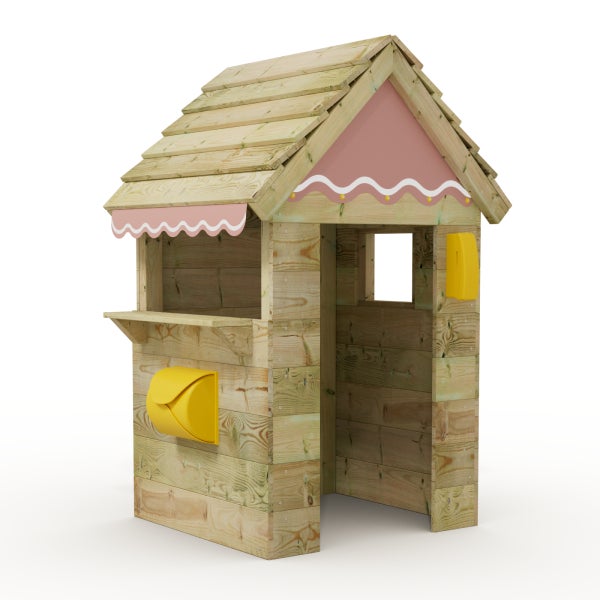 WICKEY Kinder Spielhaus Cottage mit Holzdach und Fenster - pastellpink