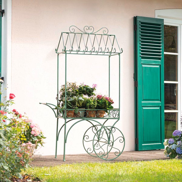 FRANK FLECHTWAREN|Deko-Servierwagen Vintage, 108 x 56 x 180 cm, METALL