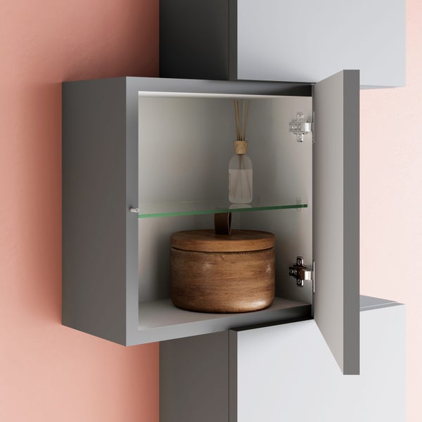 Badmöbel in Holzoptik Eiche 80cm mit Waschbecken und Ablage | Lagos