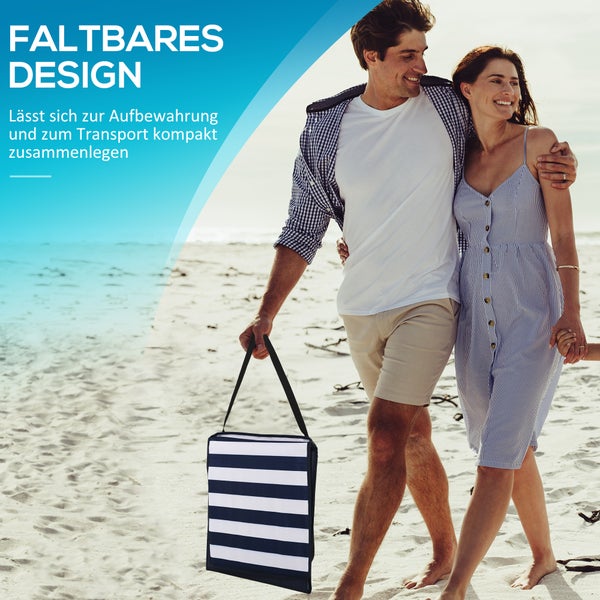 Outsunny 2er-Set Strandmatte, klappbar, verstellbar, mit Tragetasche, 142 x 51 x 40 cm, Stahl, Oxford, Blau+Weiß