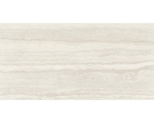 Wand- und Bodenfliese Memento Travertino bianco 29,5x59cm lappato