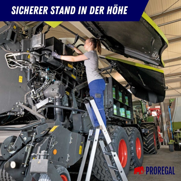PROREGAL Stufen-Stehleiter Einseitig Begehbar mit Clip-Step Relax 14 Stufen