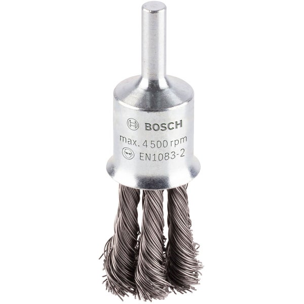 Bosch Drahtbürste mit Schaft für Bohrmaschinen, maximal 4500 Umdrehungen pro Minute, entspricht EN1083-2