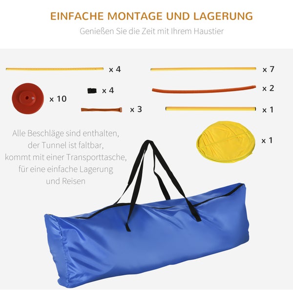 PawHut Agility-Ausrüstung, L128 x B23 x H9–100cm, ABS,PE,Polyester, Gelb