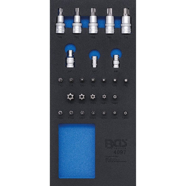 BGS Werkzeugsatz mit Torx- und Innen-Torx-Bits in Halterung