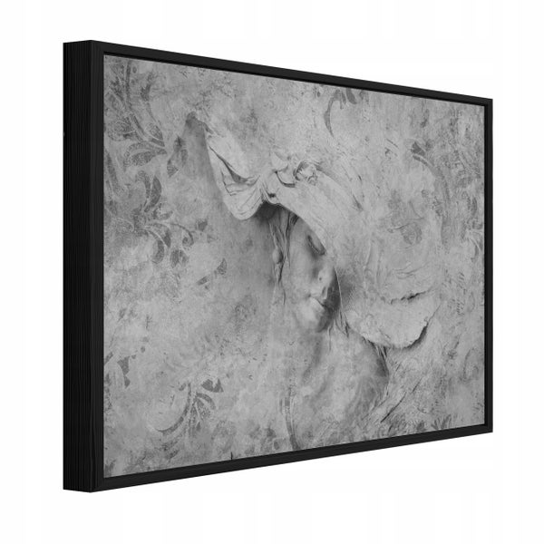 Wandbild mit Motiv einer Frau mit Hut in einem schwarzen Rahmen für die Inneneinrichtung