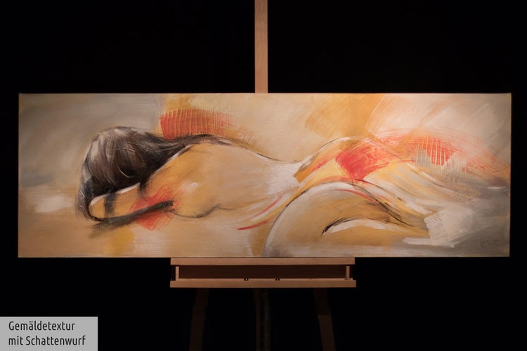 Handgemaltes Gemälde Acrylfarbe 150x50cm Orange