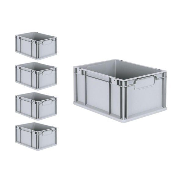 PROREGAL Spar Set 5x Eurobox Nextgen Economy Mit Auflagedeckel & 4x Schiebeschnappverschlüsse Gelb Griffe Geschlossen HxBxT 22 x 30 x 40 cm 20 Liter