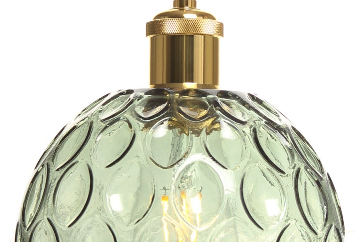Vintage Glaslampe Grün, Hängelampe Retro Glaskugellampe 27 cm | Wohnzimmer Esszimmer Leuchte
