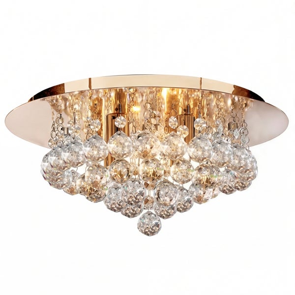 Deckenleuchte mit runder Form und Kristallkugeln