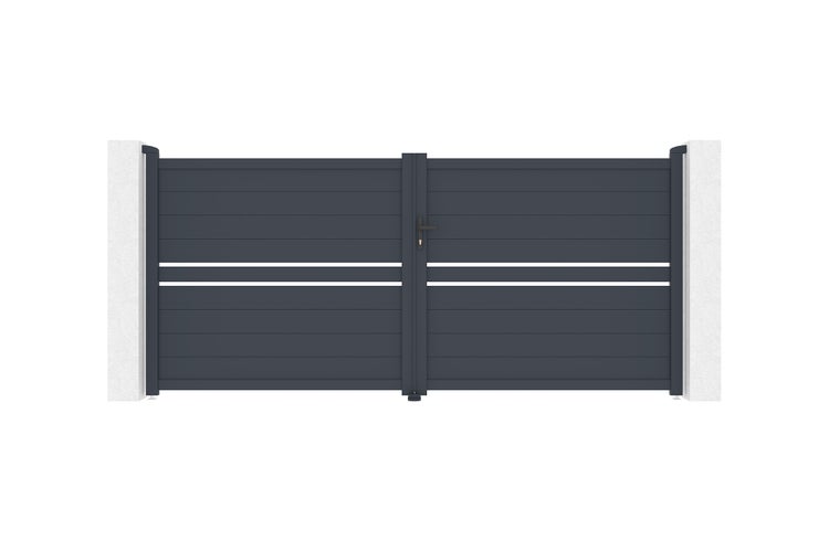 Flügeltor 3,5 m CIMONE H.160 graues Aluminium