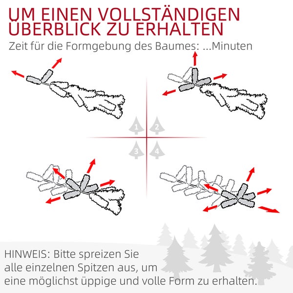 HOMCOM Künstlicher Weihnachtsbaum, 195 cm Christbaum mit 556 Spitzen, 25 Zapfen, klappbar Metallständer, für Weihnachten Deko, Grün