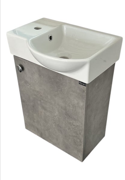 Gäste WC Badmöbel Waschtisch Set 45cm für Kleine Bäder Litos Hahnloch Links