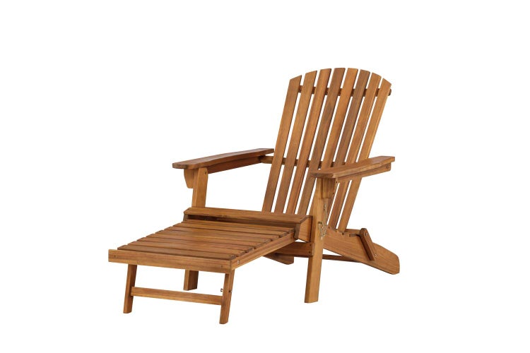 Adirondack-Gartenstuhl aus Holz mit ausziehbarer Fußstütze