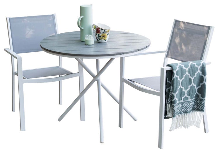 Parma Gartenset Tisch, 2 Stühle  grau. 90 X 90 X 74 cm