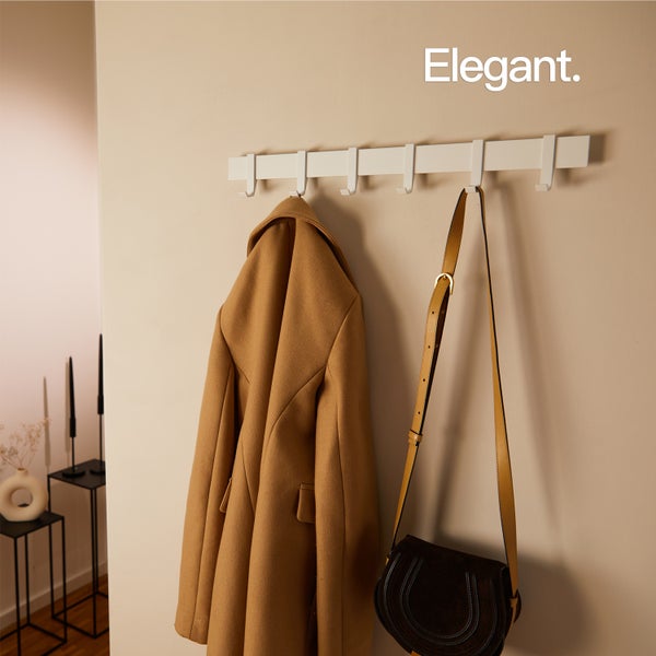 Designfabrik Hamburg Moderne Garderobenleiste  |  Wandgarderobe Weiß 58cm