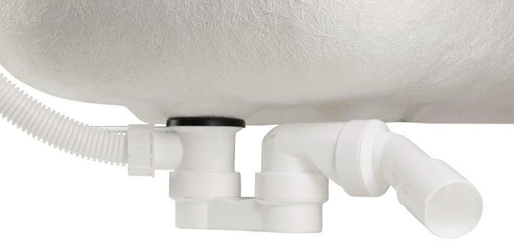 Siphon für Duschwanne mit Ablaufgarnitur und flexiblem Schlauchanschluss