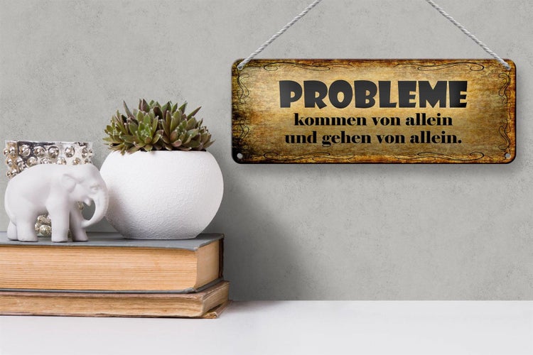 Blechschild Spruch 27x10cm Problem kommen gehen von allein Dekoration