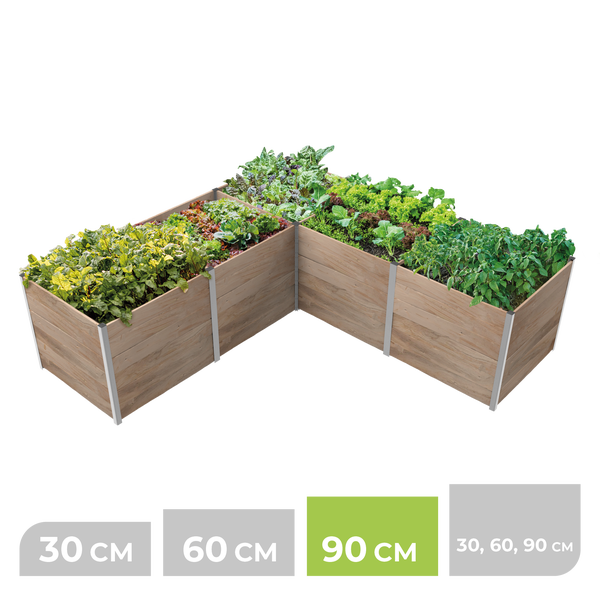 5m² Eck-Hochbeet ErnteMAXX aus Holz Höhe 30/60/90/60/30 cm