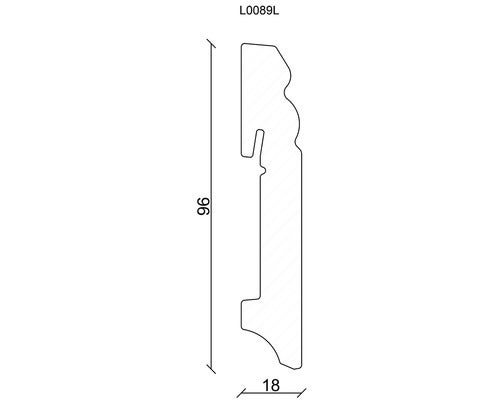 Sockelleiste Fichte/Kiefer weiß lackiert RAL9010 L0089L 18x96x2400 mm