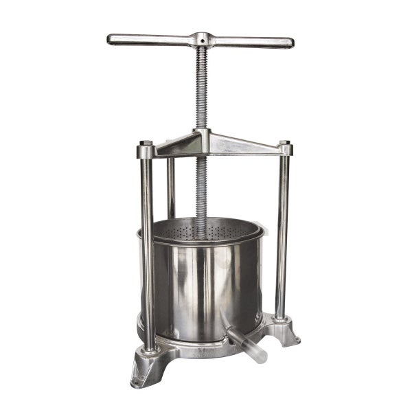 Saftpresse, Obstpresse, Weinpresse, Apfelpresse - Mini, mit Edelstahl Doppelkorb, 3L