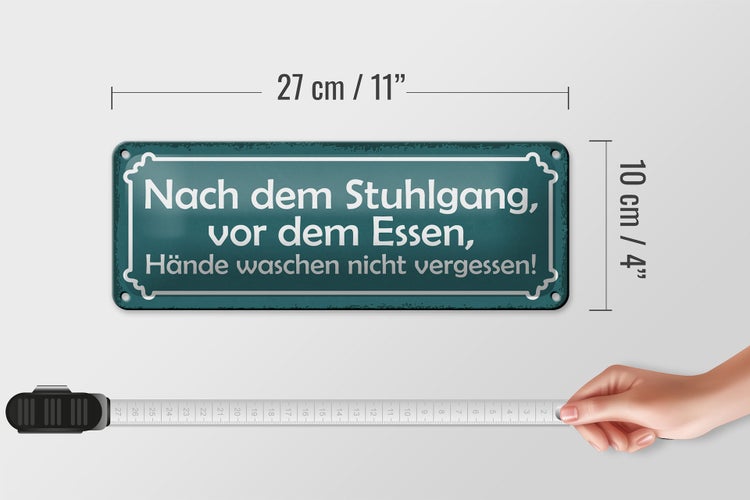 Blechschild Spruch 27x10cm Hände waschen nicht vergessen Dekoration