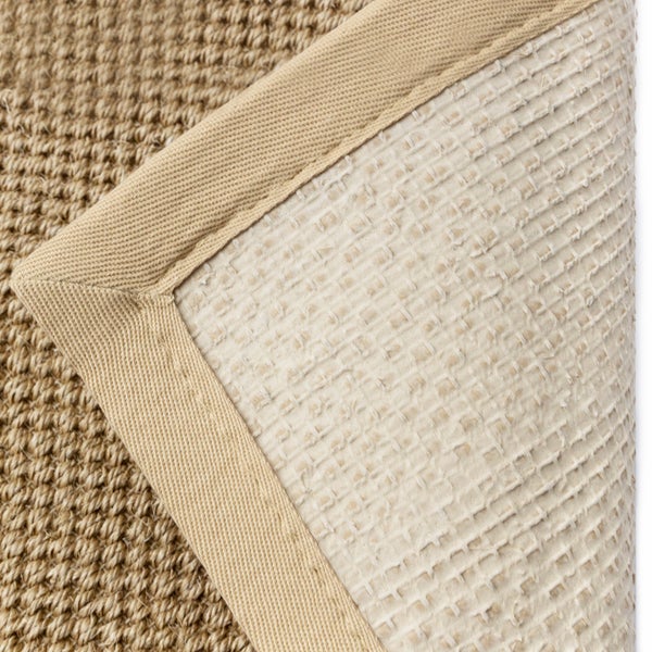 FLOORDIREKT Sisal-Teppich Tiger-Eye - aus 100% Sisal - mit Brodüre - Natur - Rand: Beige - 200 x 290 cm
