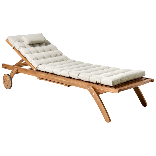 Sonnenliege mit Kissen CESANA PREMIUM Akazienholz Taupe