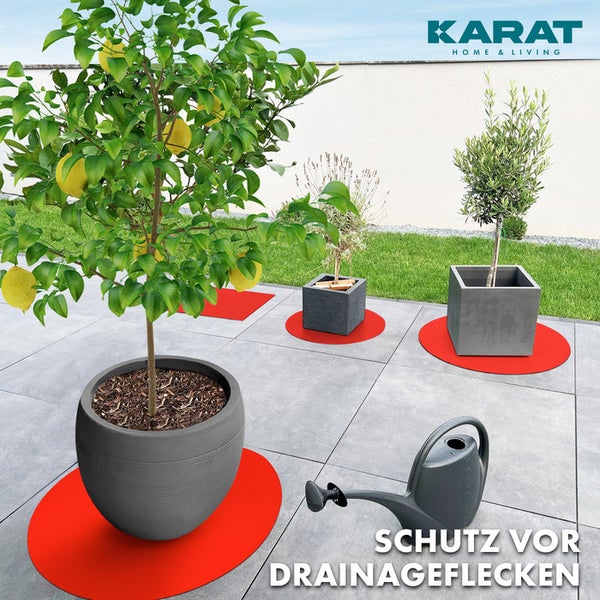 FLOORDIREKT Untersetzer Majesty  - mit abgeschrägter Kante für Blumentöpfe - Bodenschutz - Rot - 60 x 60 cm