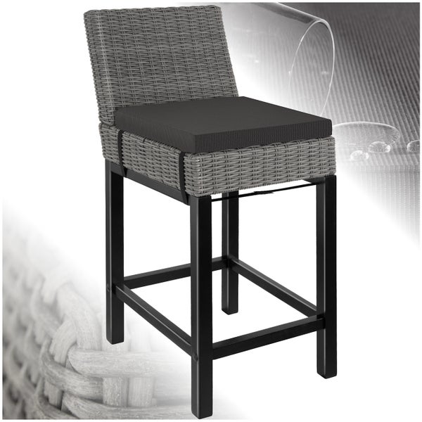 Rattan Barstuhl tectake Latina inklusive Sitzpolster, 45 x 62,5 x 99 cm mit Aluminiumgestell grau