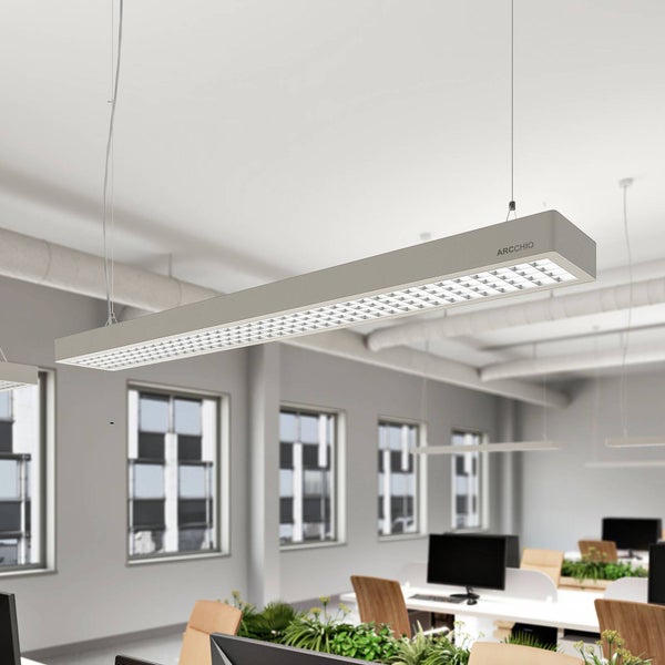 Arcchio LED Büroleuchte Susi (Modern) in Alu aus Aluminium (2 flammig, ) - Bürolampe Arbeitsplatzlampe Hängeleuchte Pendelleuchte Deckenleuchte Arbeitszimmerleuchte