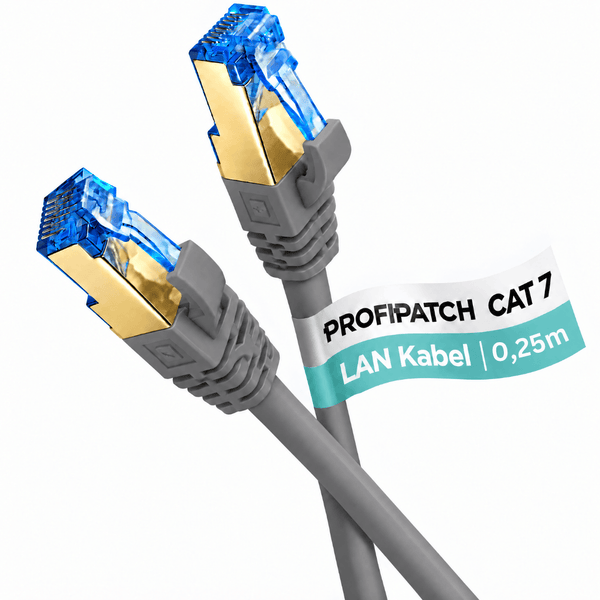Profipatch Kategorie 7 Netzwerkkabel mit RJ45 Steckern in einer Länge von 0,25 Meter