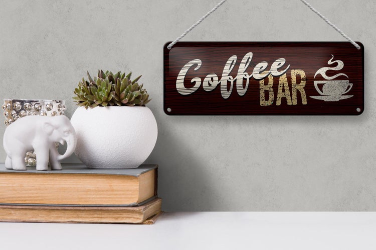 Blechschild Spruch 27x10cm Coffee Bar Dekoration