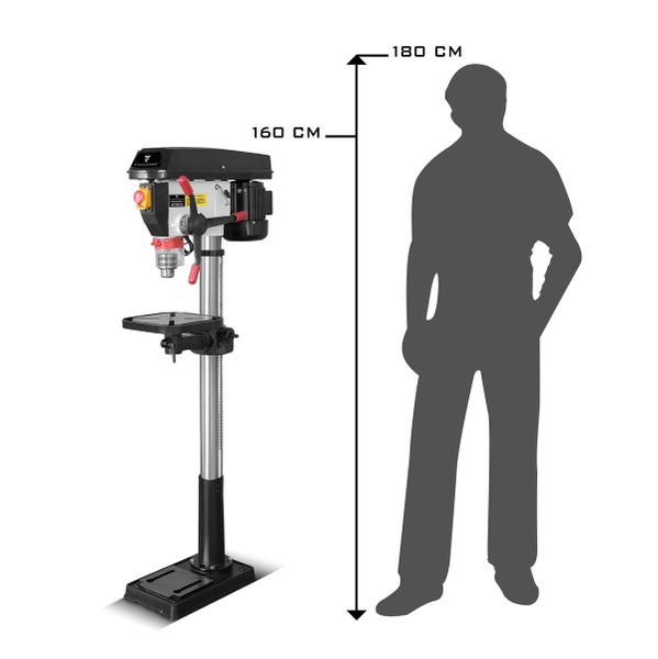 Ständerbohrmaschine mit einer Höhe von 160 Zentimetern und einem Vergleichsmaß von 180 Zentimetern
