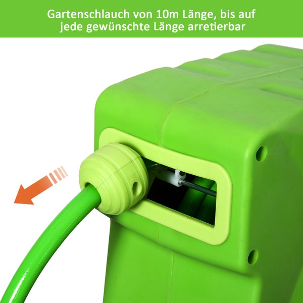 Outsunny Schlauchtrommel 15+1,5m Schlauchaufroller Automatik schwenkbar Druckluft Garten 180° schenkbar Druckluftschlauch Grün