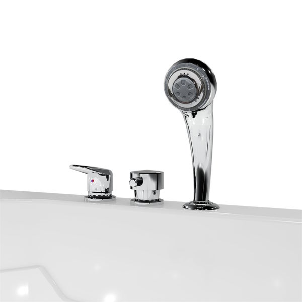 3-Loch-Wannenrandarmatur mit Handbrause und Einhebelmischer in Chrom.