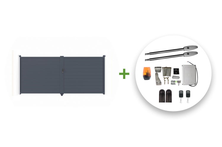 Elektrisches Flügeltor EIGER 300B160 grau + Motorisierung TANKER B250