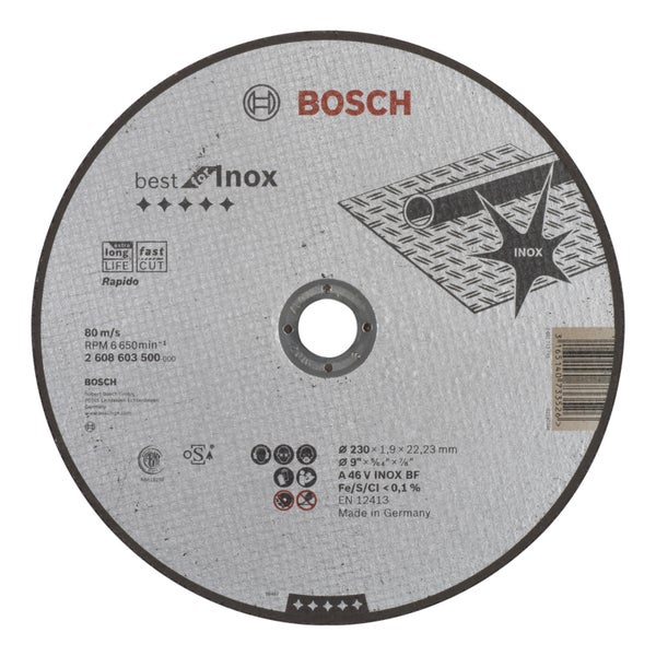 Bosch Trennscheibe gerade Best for Inox Rapido A 46 V INOX BF 230 mm 22,23 mm 1,9 mm - 2608603500